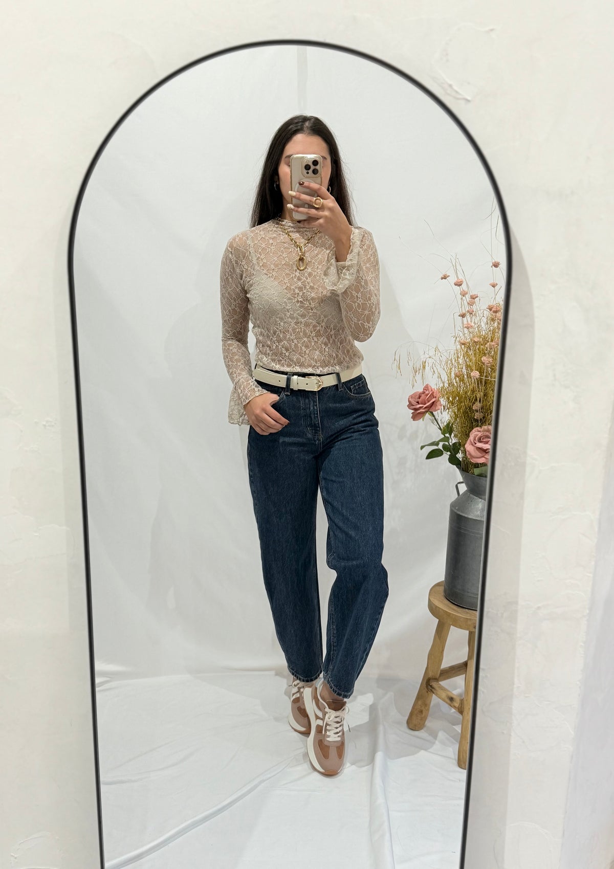 Haut dentelle - taupe