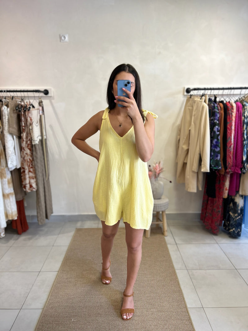 Combi gaze de coton Jaune - Vic