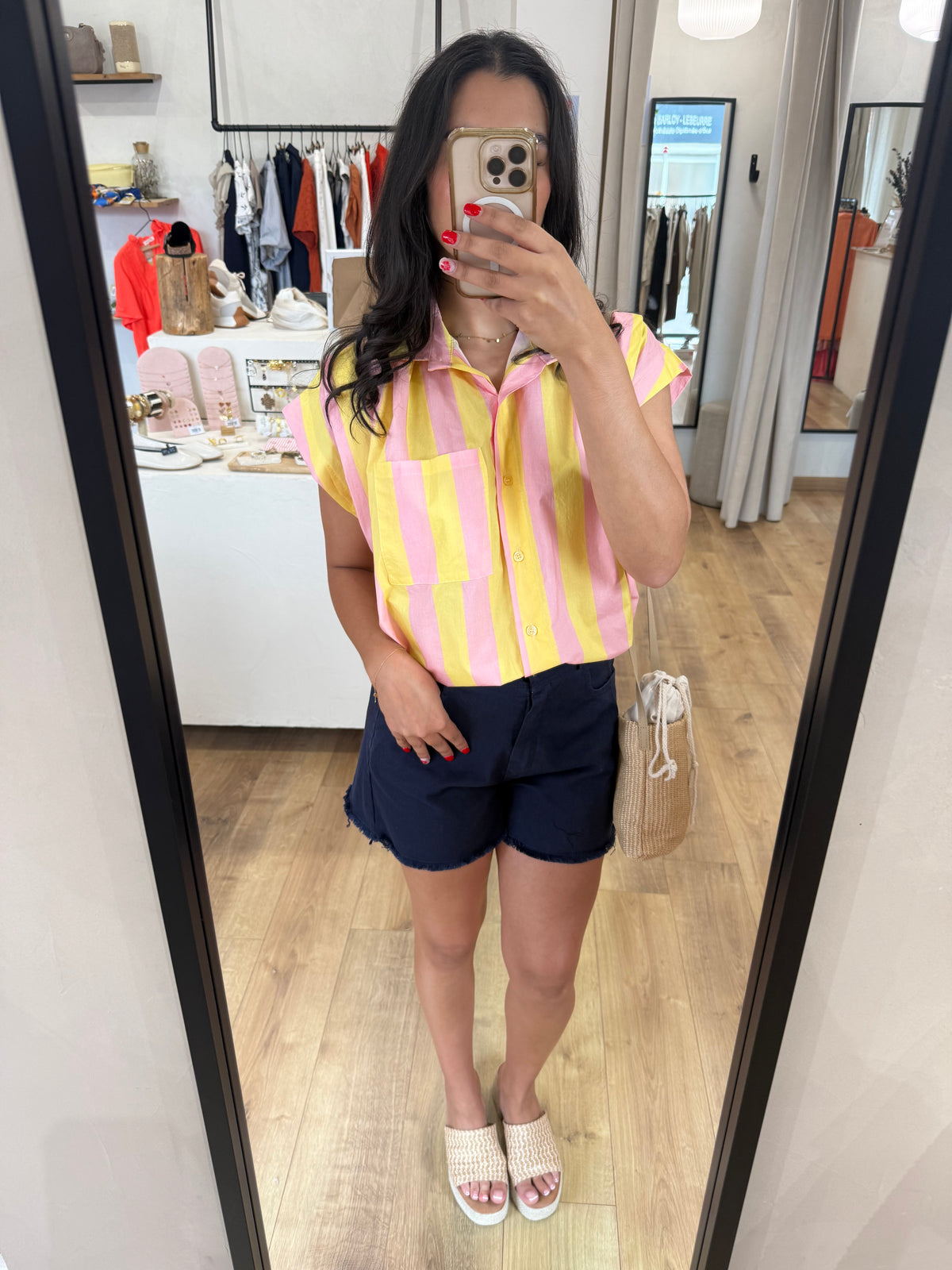 Blouse jaune rose - rayure