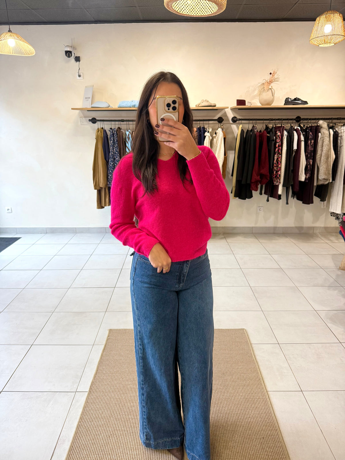 Pull fuchsia alpaga - Leon