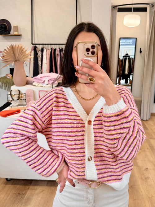 Gilet marinière beige - Lio