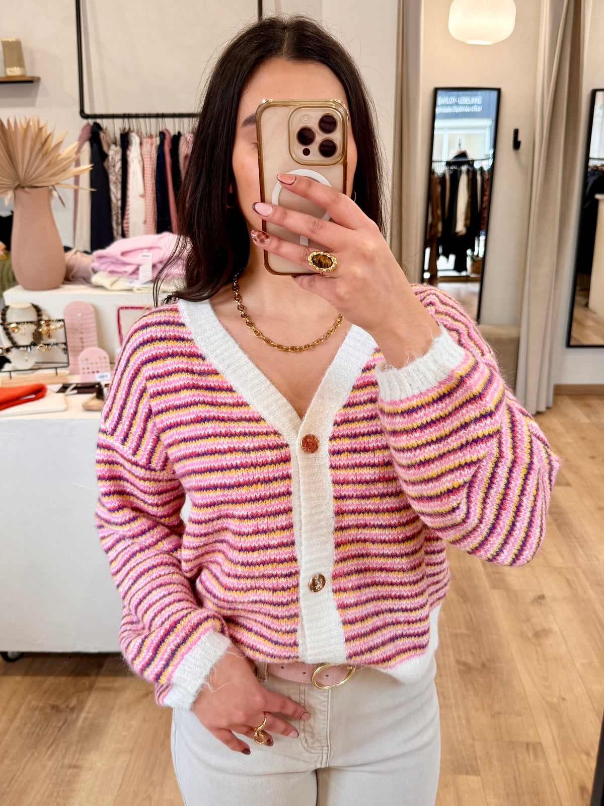 Gilet marinière beige - Lio