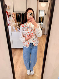 Gilet motifs orange - Elise