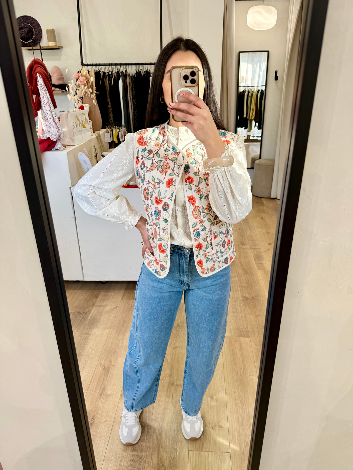 Gilet motifs orange - Elise