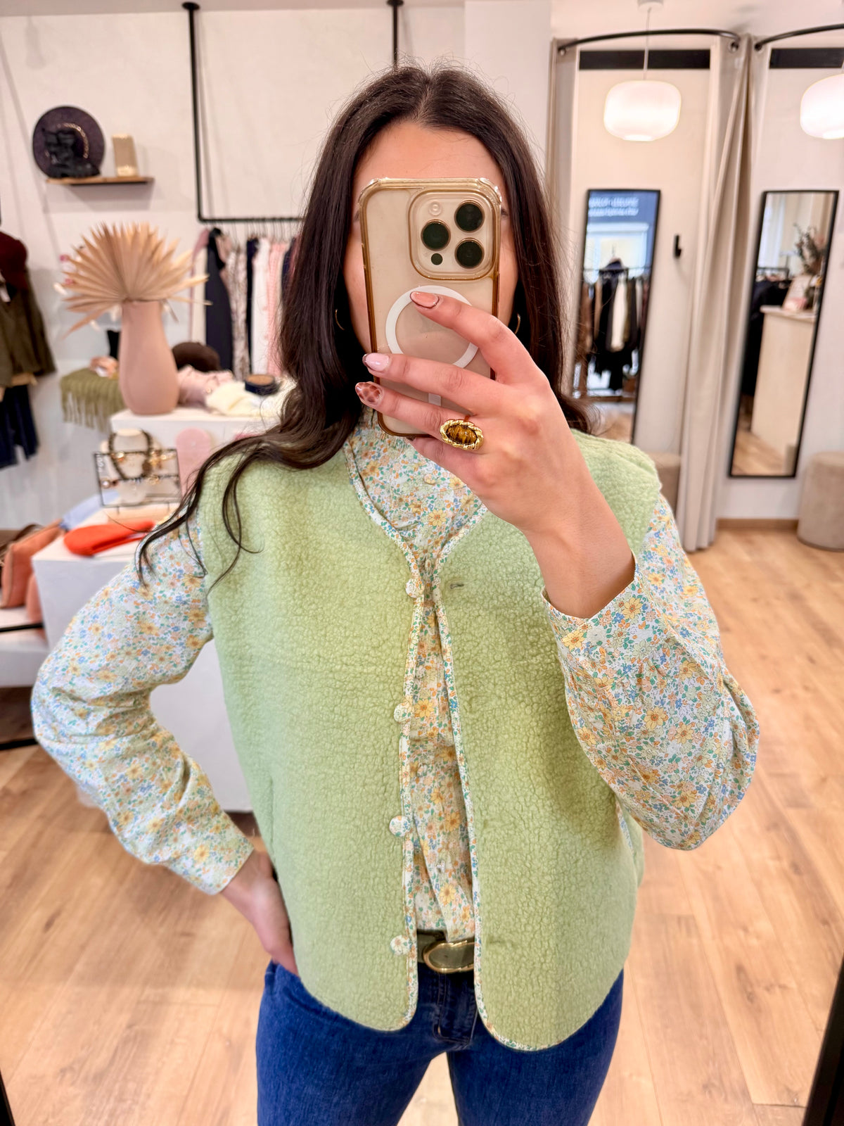 Gilet vert - Fleurie