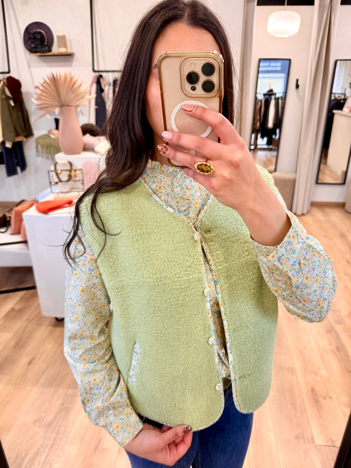 Gilet vert - Fleurie