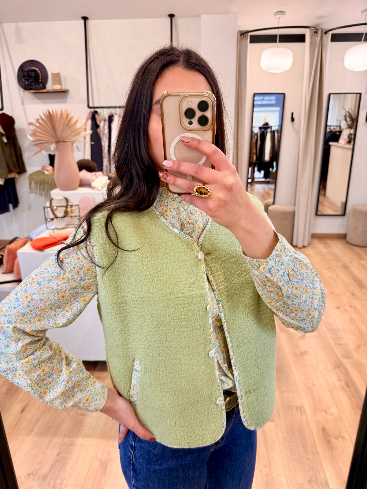 Gilet vert - Fleurie