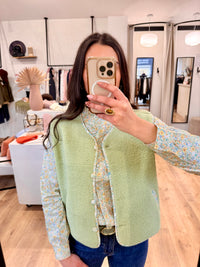 Gilet vert - Fleurie