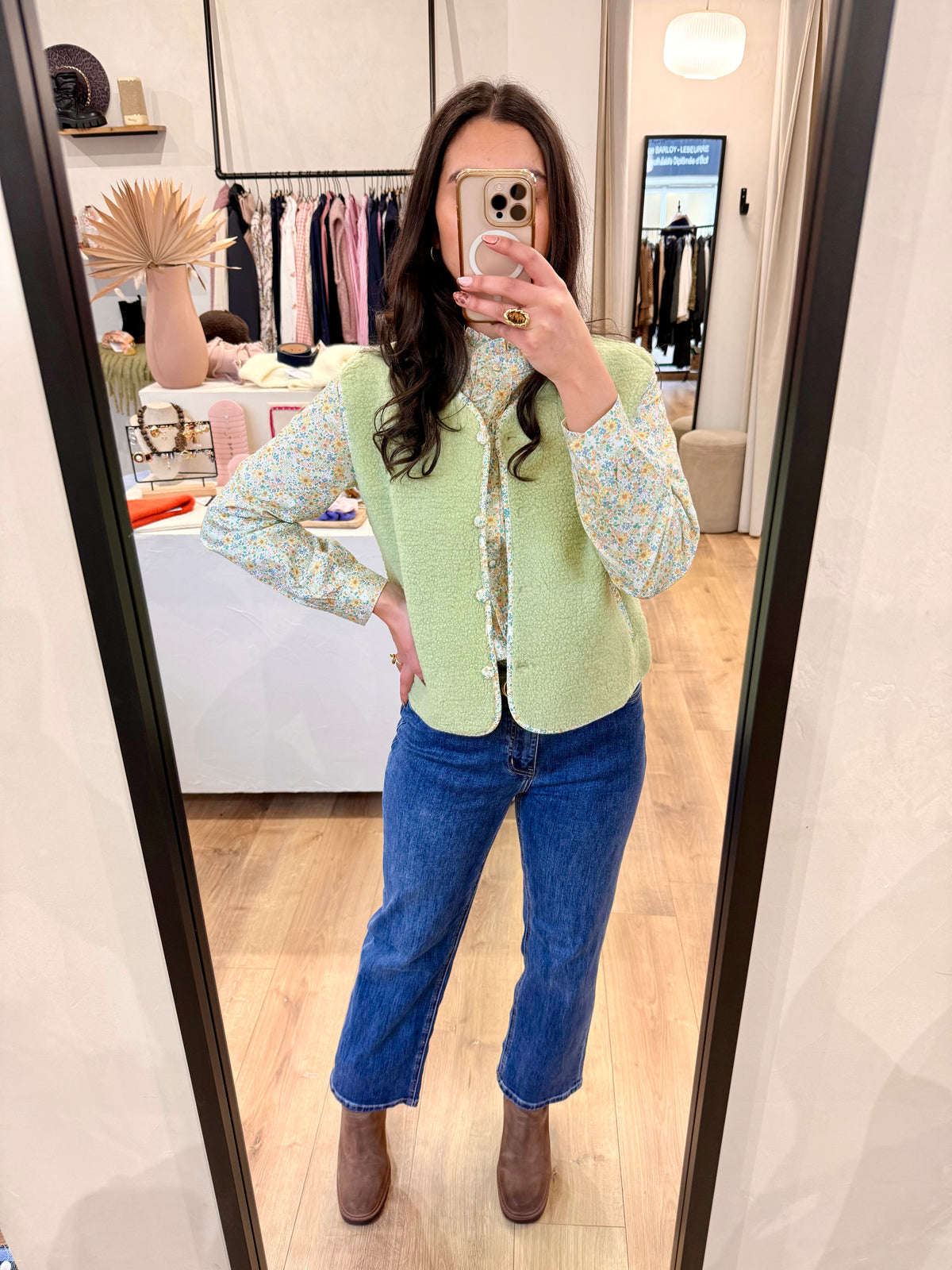 Gilet vert - Fleurie