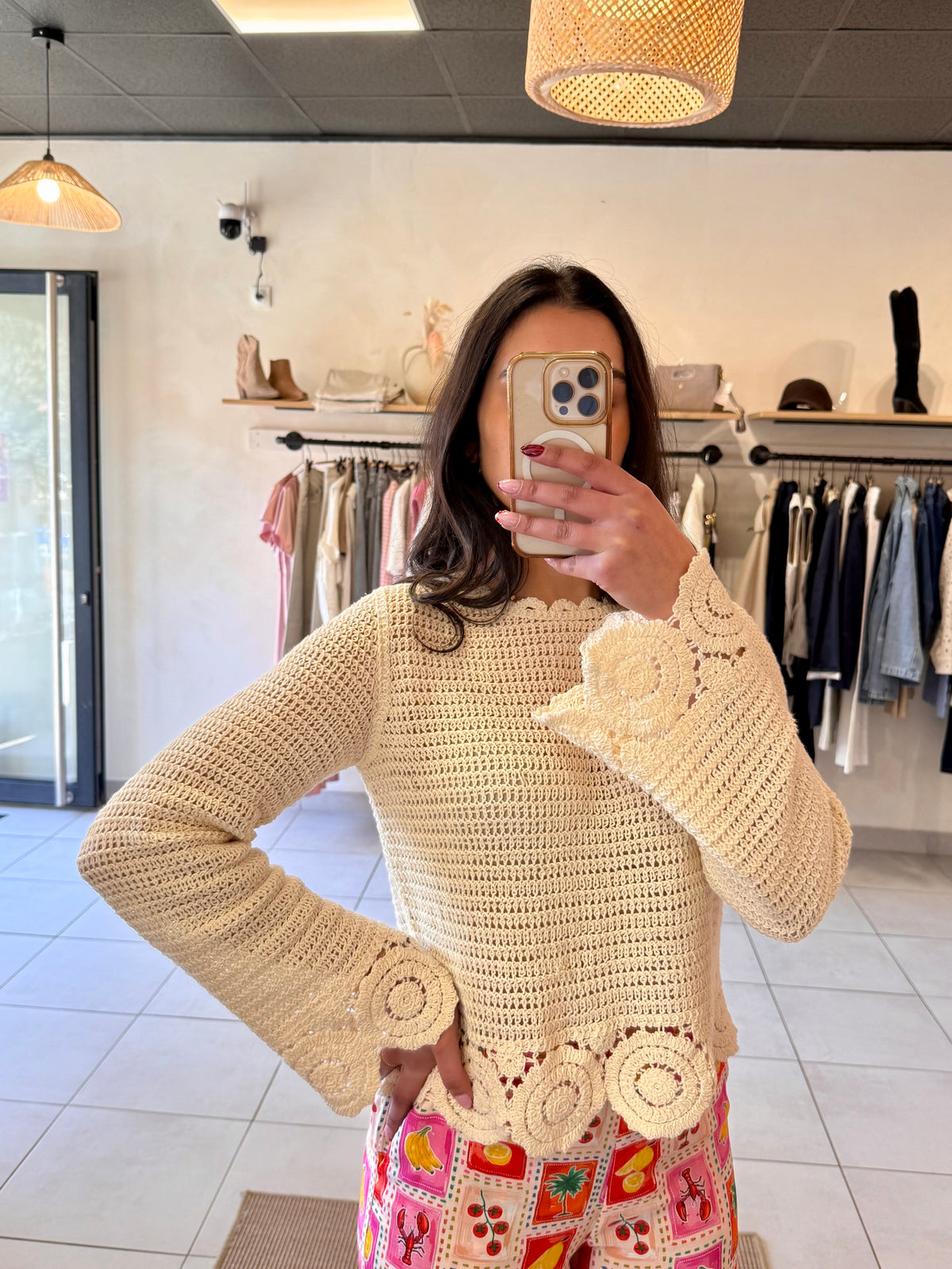 Haut beige crochet - Jules