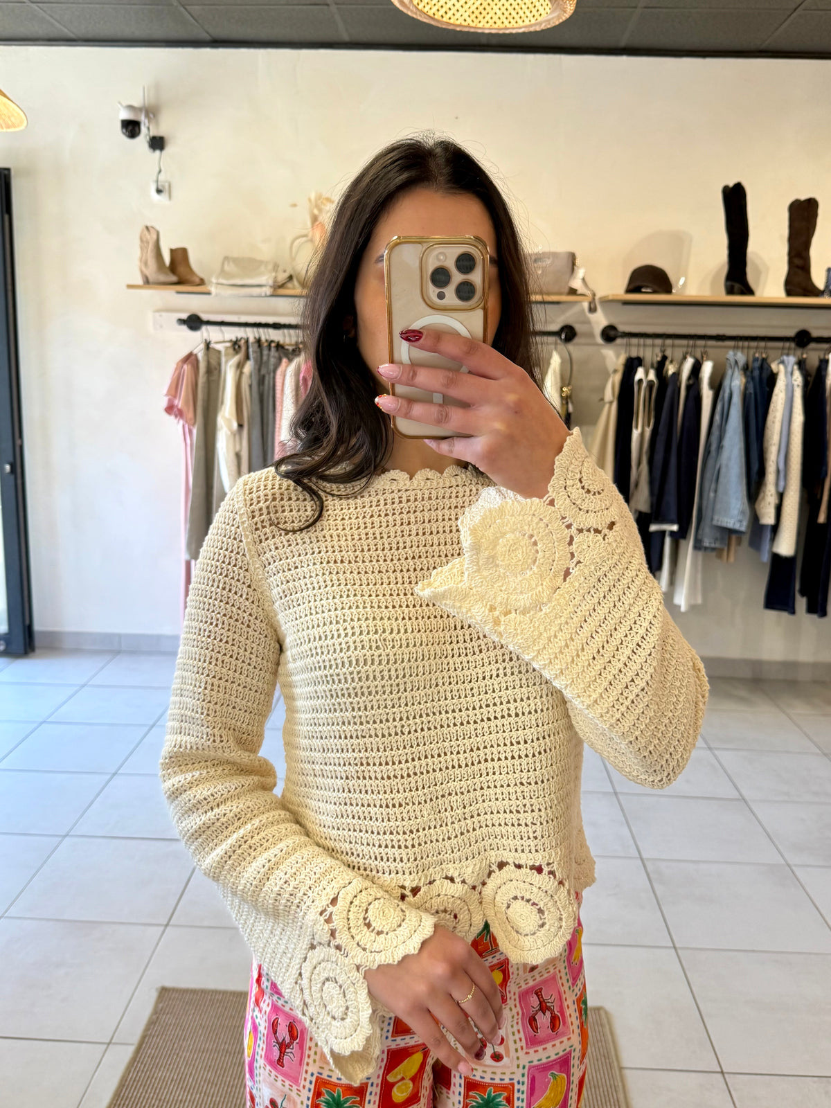 Haut beige crochet - Jules