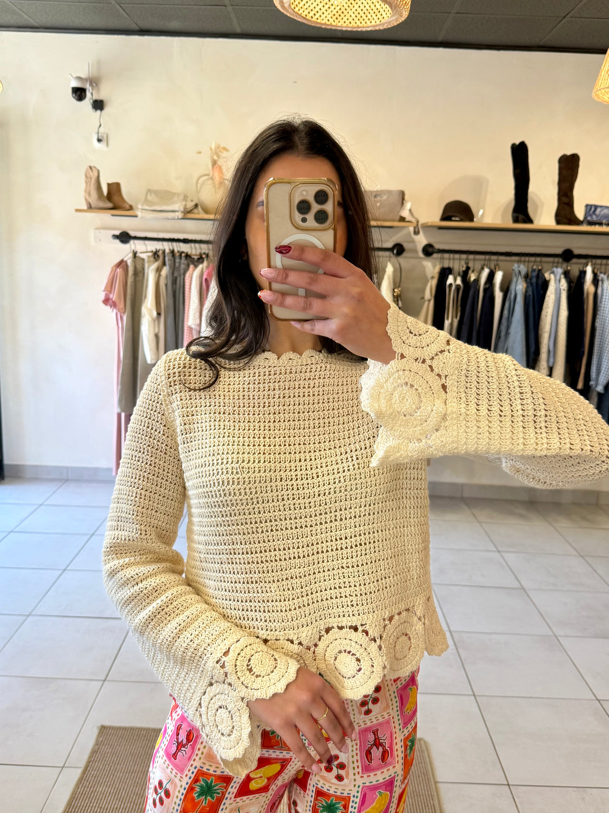 Haut beige crochet - Jules