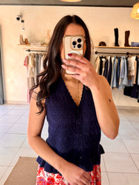 Haut broderie marine - Léo