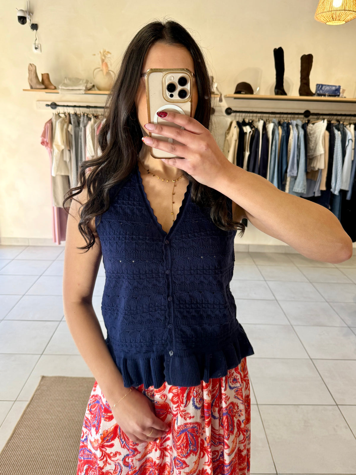 Haut broderie marine - Léo