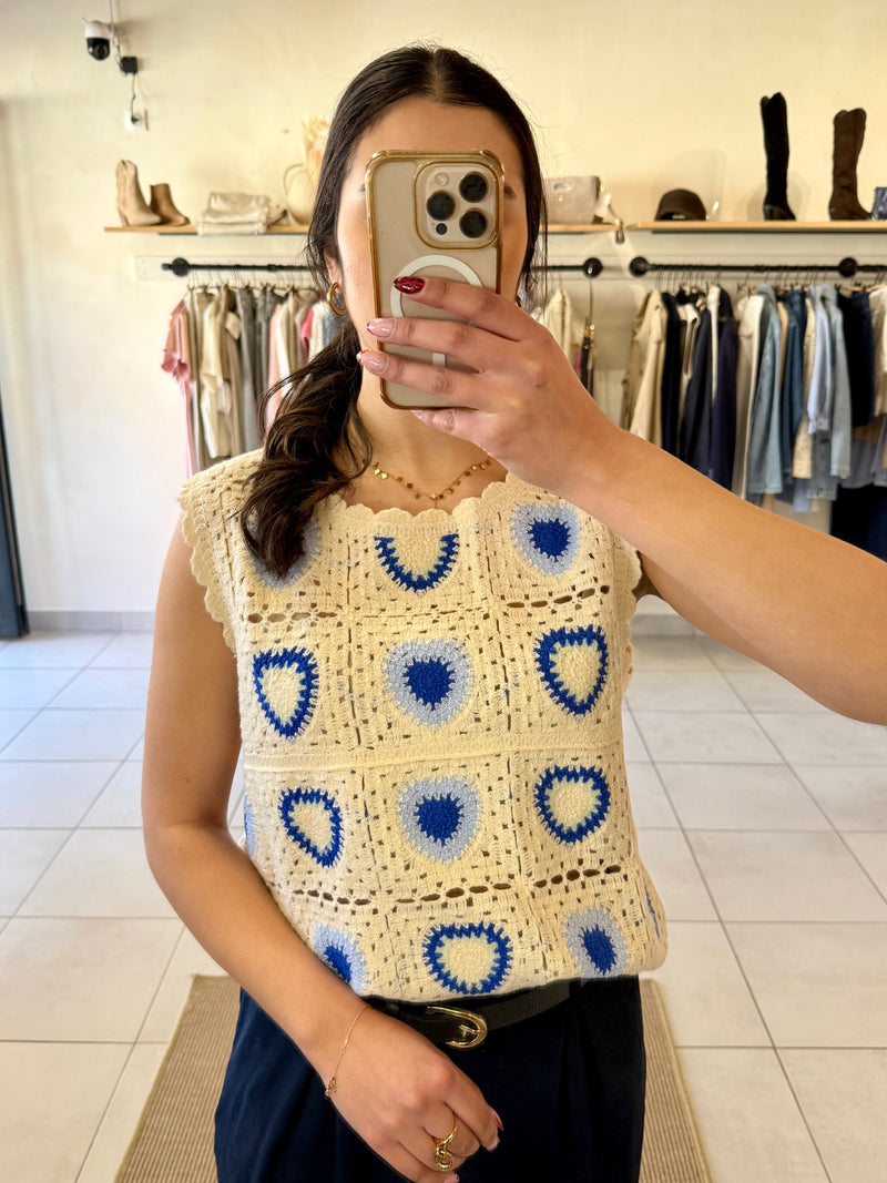 Haut crochet bleu-Lina