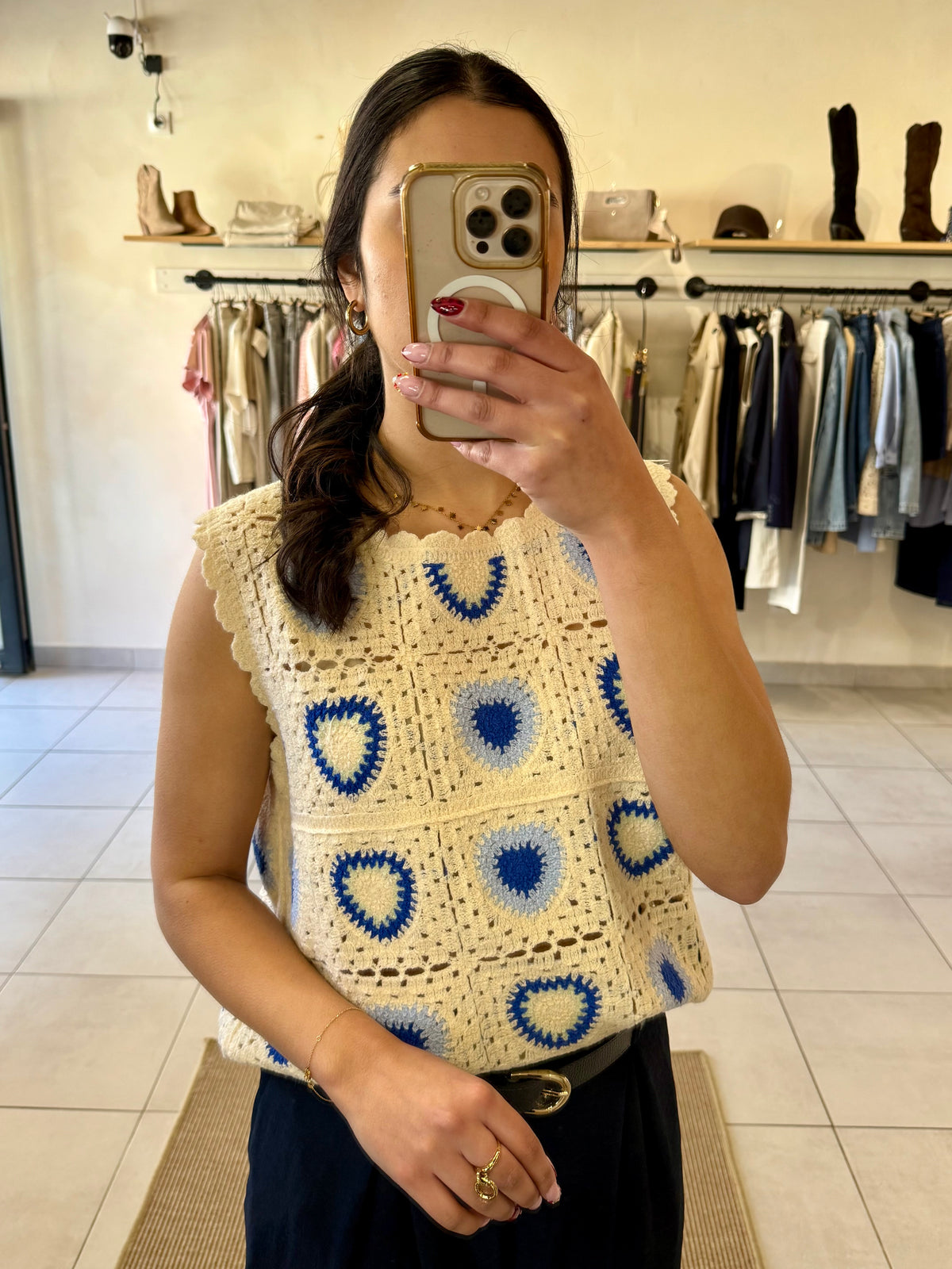 Haut crochet bleu-Lina