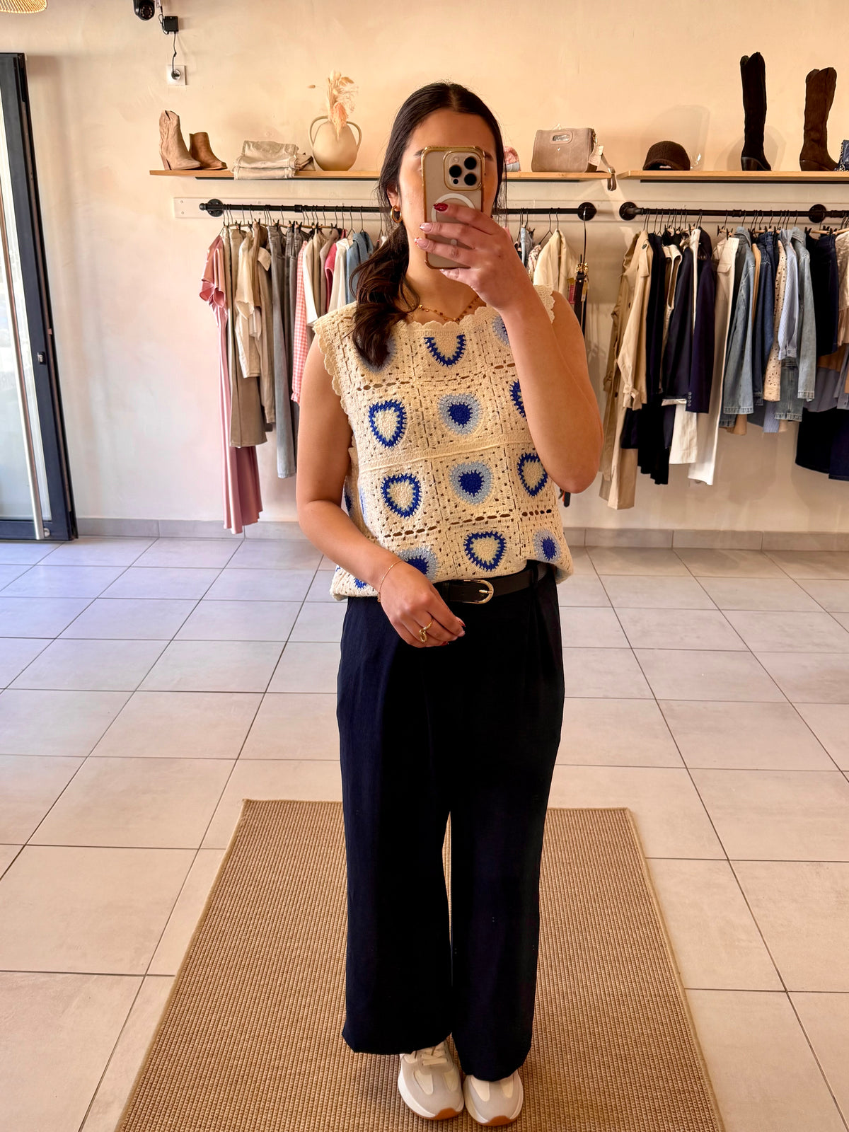 Haut crochet bleu-Lina