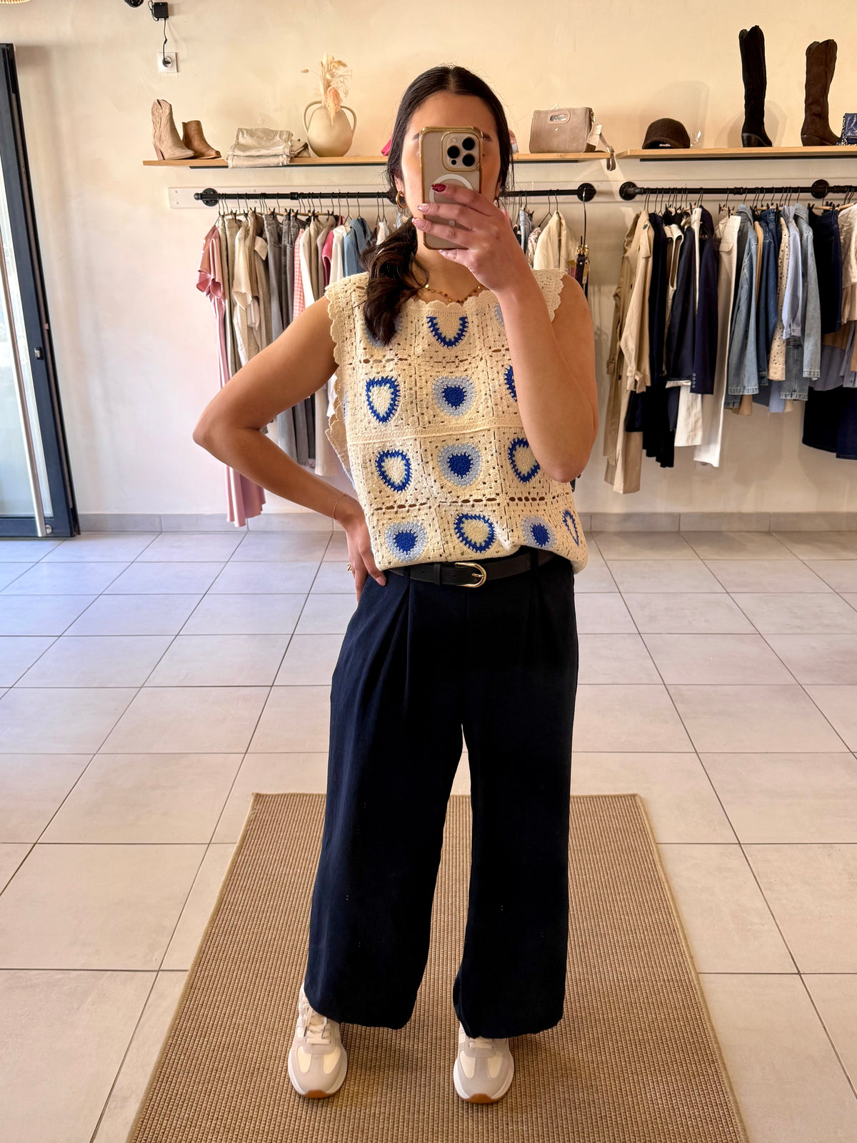 Haut crochet bleu-Lina