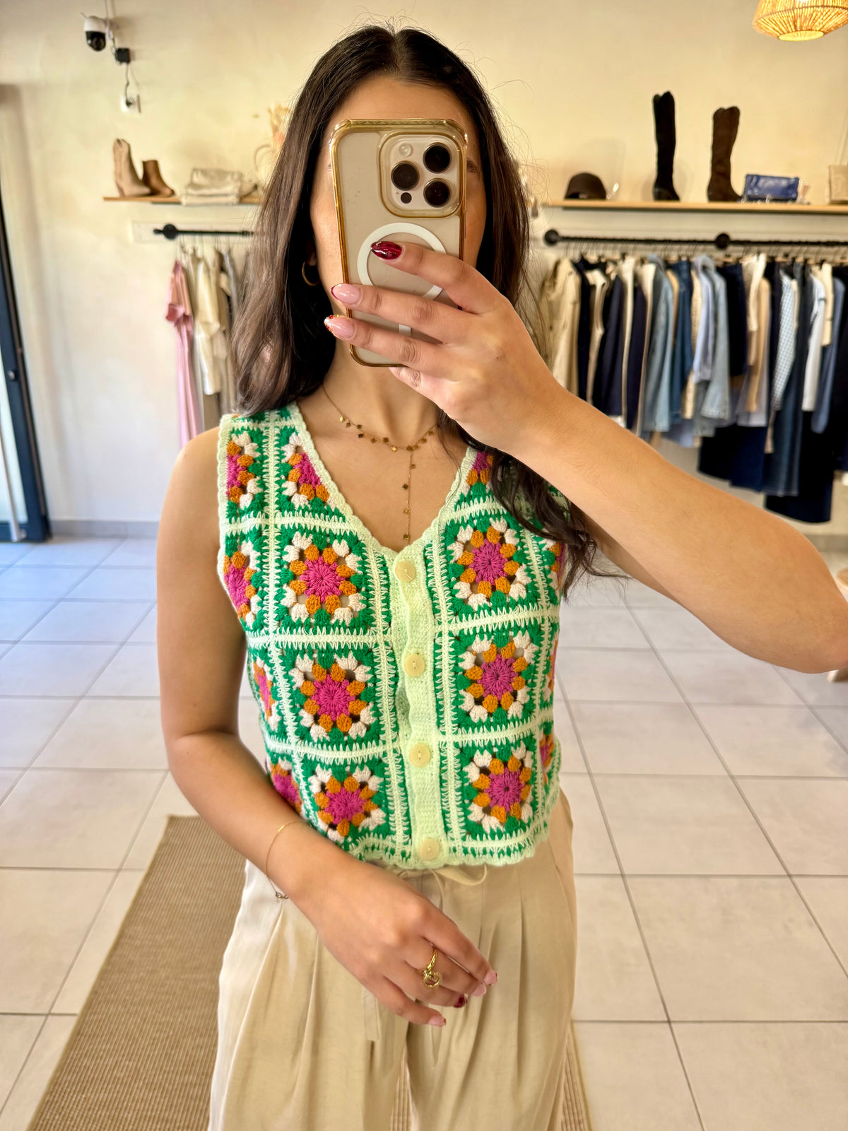 Haut crochet vert - Louis