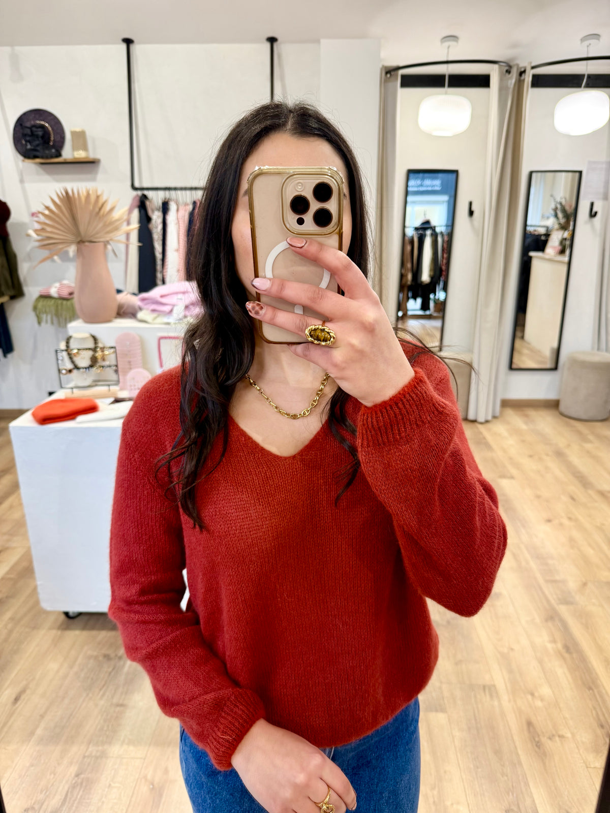 Pull rouge foncé  - Nina