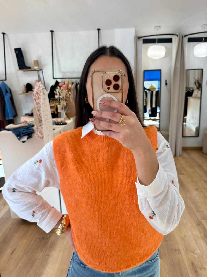 Pull sans manches - Orange