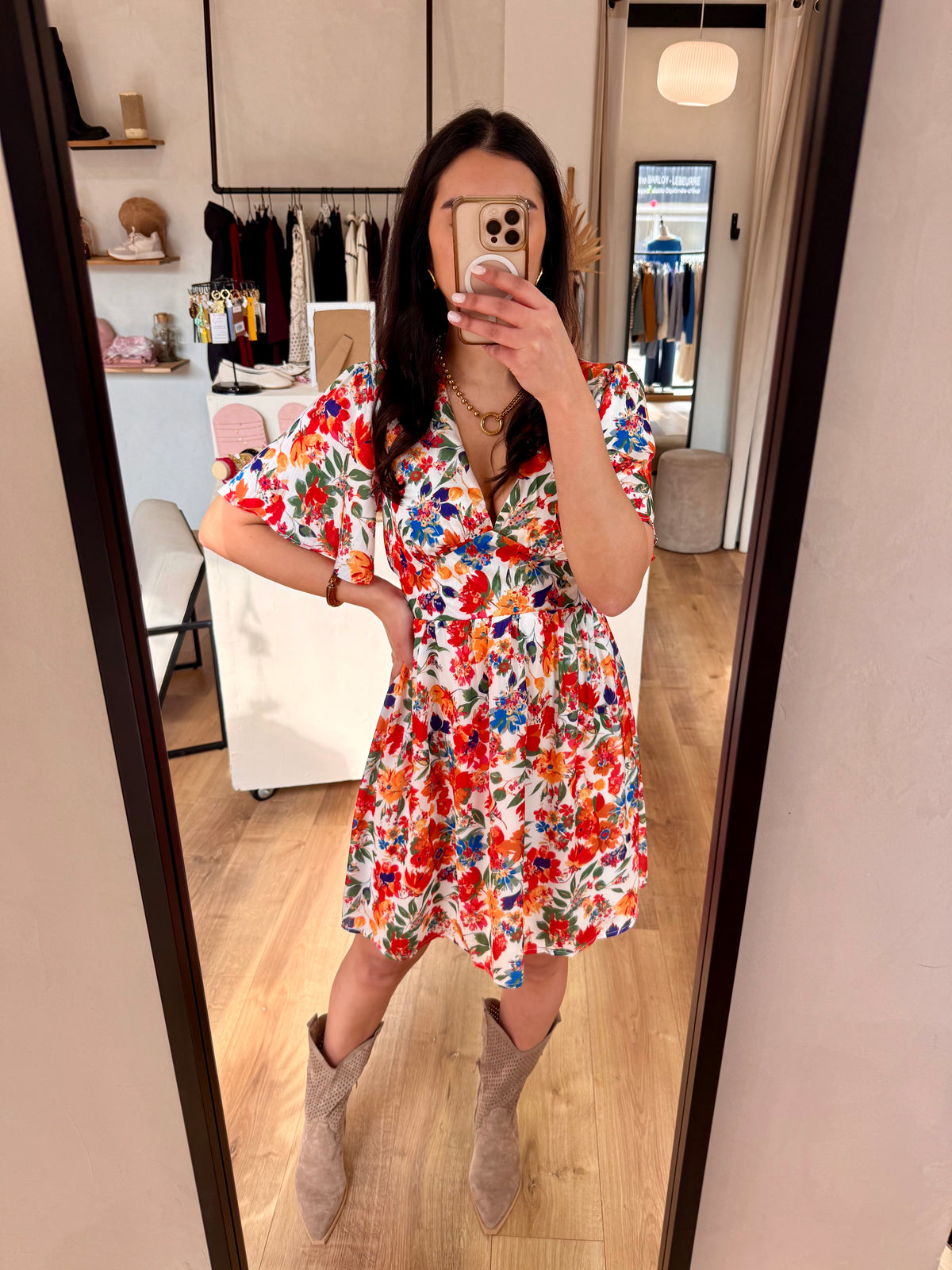 Robe fleurie orange - Lola