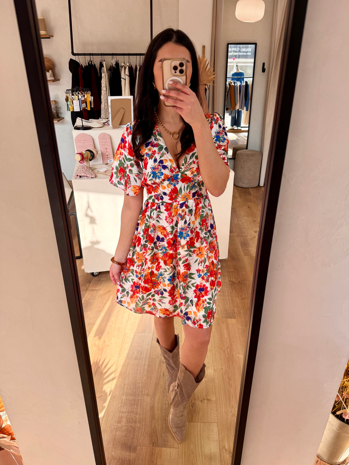 Robe fleurie orange - Lola