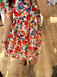 Robe fleurie orange - Lola