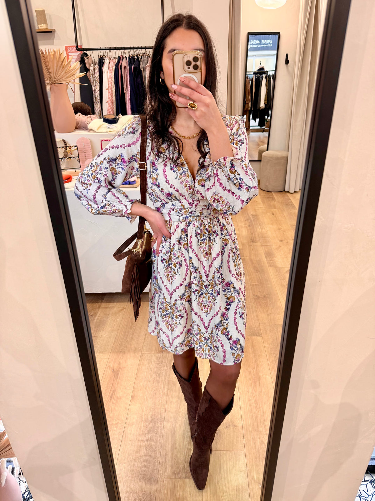 Robe motifs beige - Monas