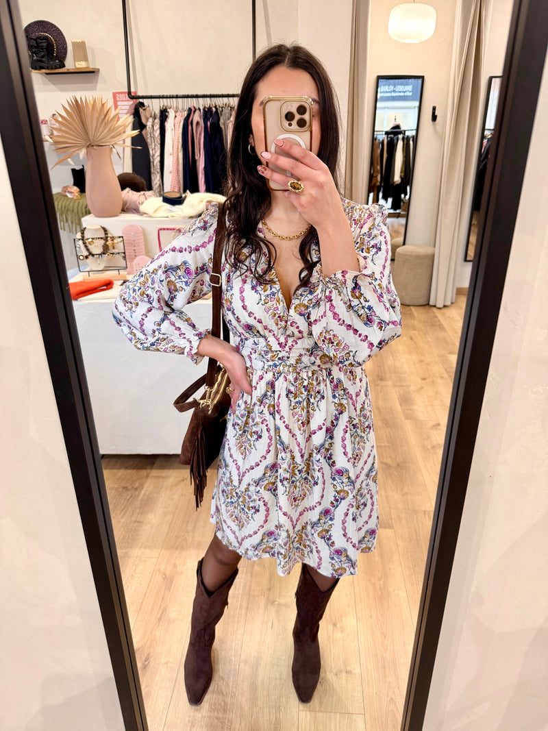 Robe motifs beige - Monas