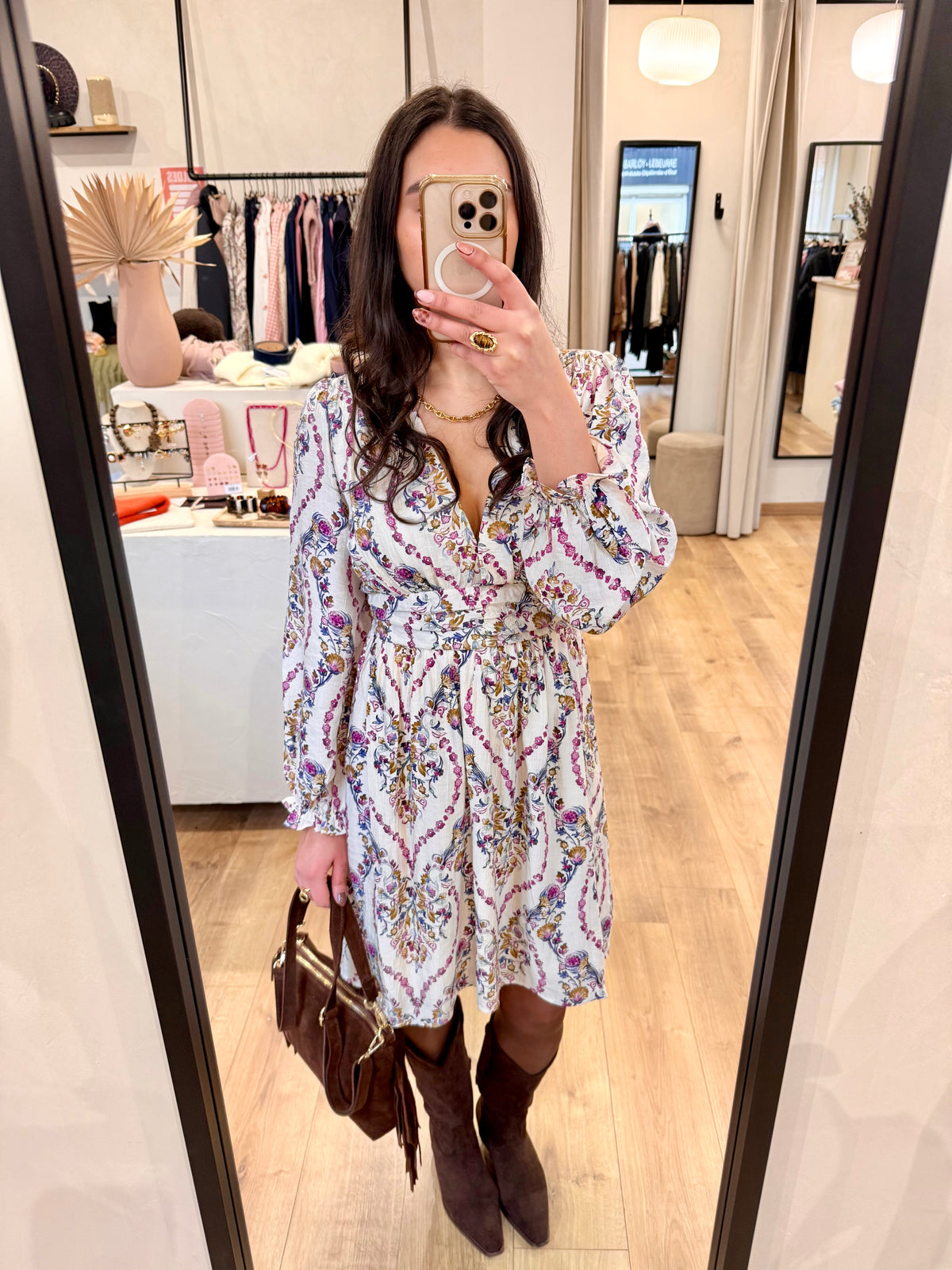 Robe motifs beige - Monas