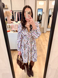 Robe motifs beige - Monas