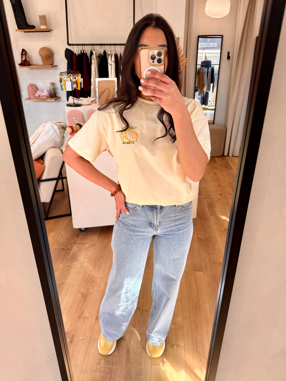 Tee shirt jaune motifs - Anna