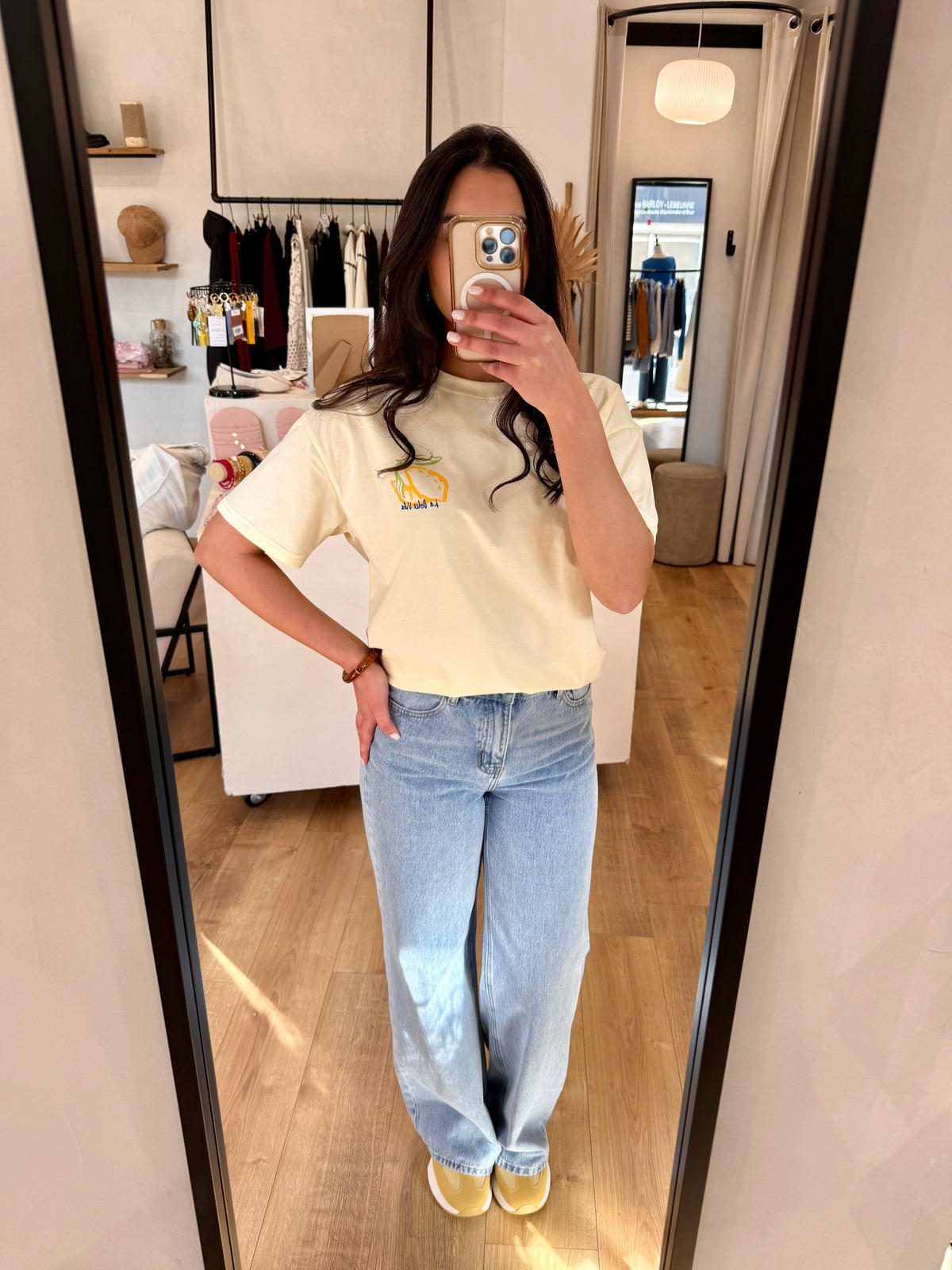 Tee shirt jaune motifs - Anna