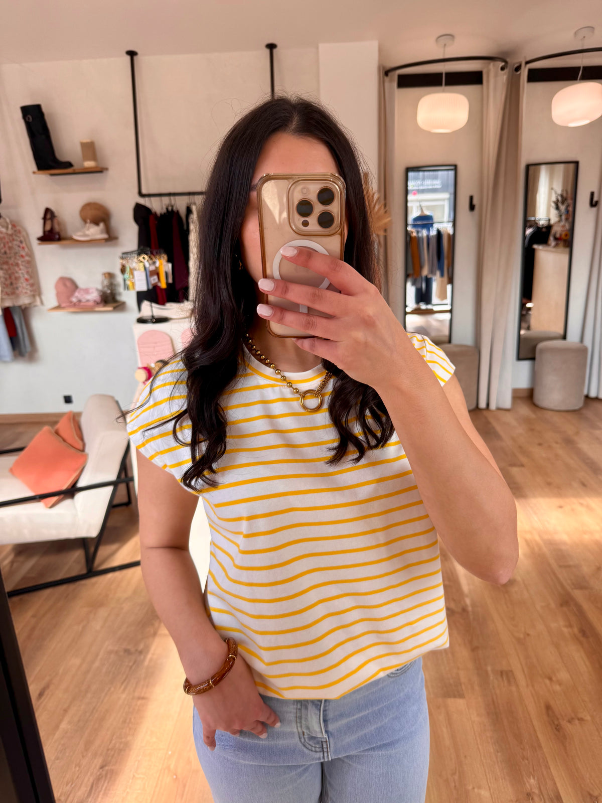 Tee shirt marinière - Jaune